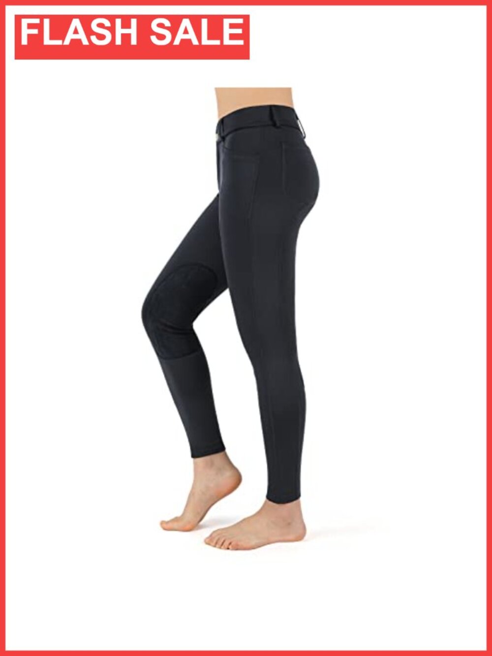 Women's Equestrian Breeches Knee-Patch Riding Pants 4 Pockets Stretch